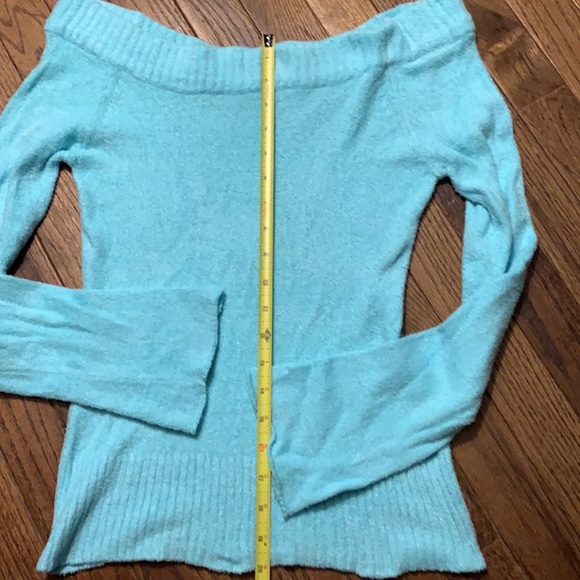 Like new super soft juniors aqua off shoulder sweater - Picture 6 of 6